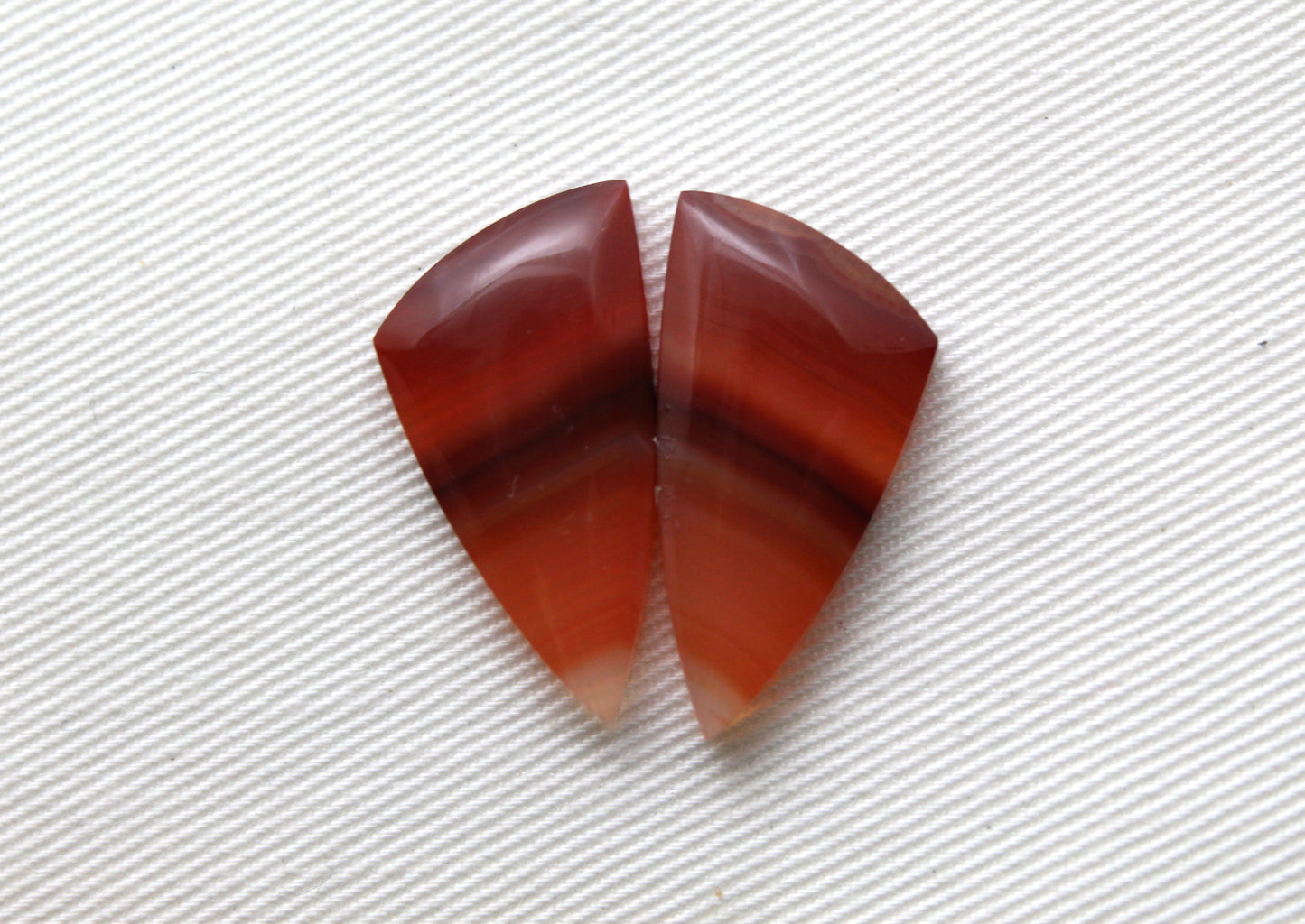 Banded Agates Cabochons pair Gemstone orange