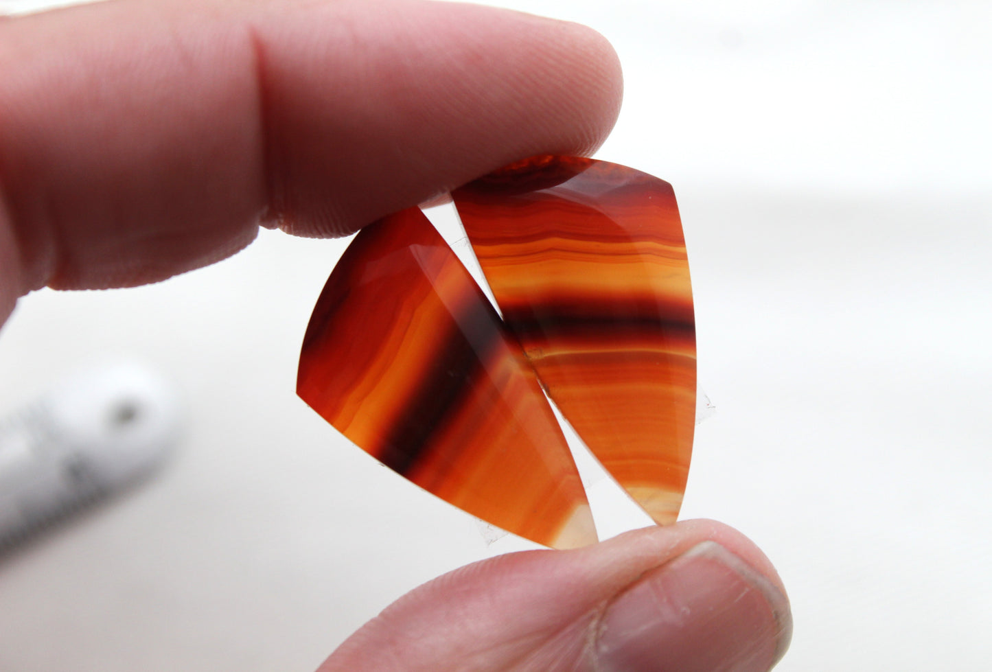 Banded Agates Cabochons pair Gemstone orange