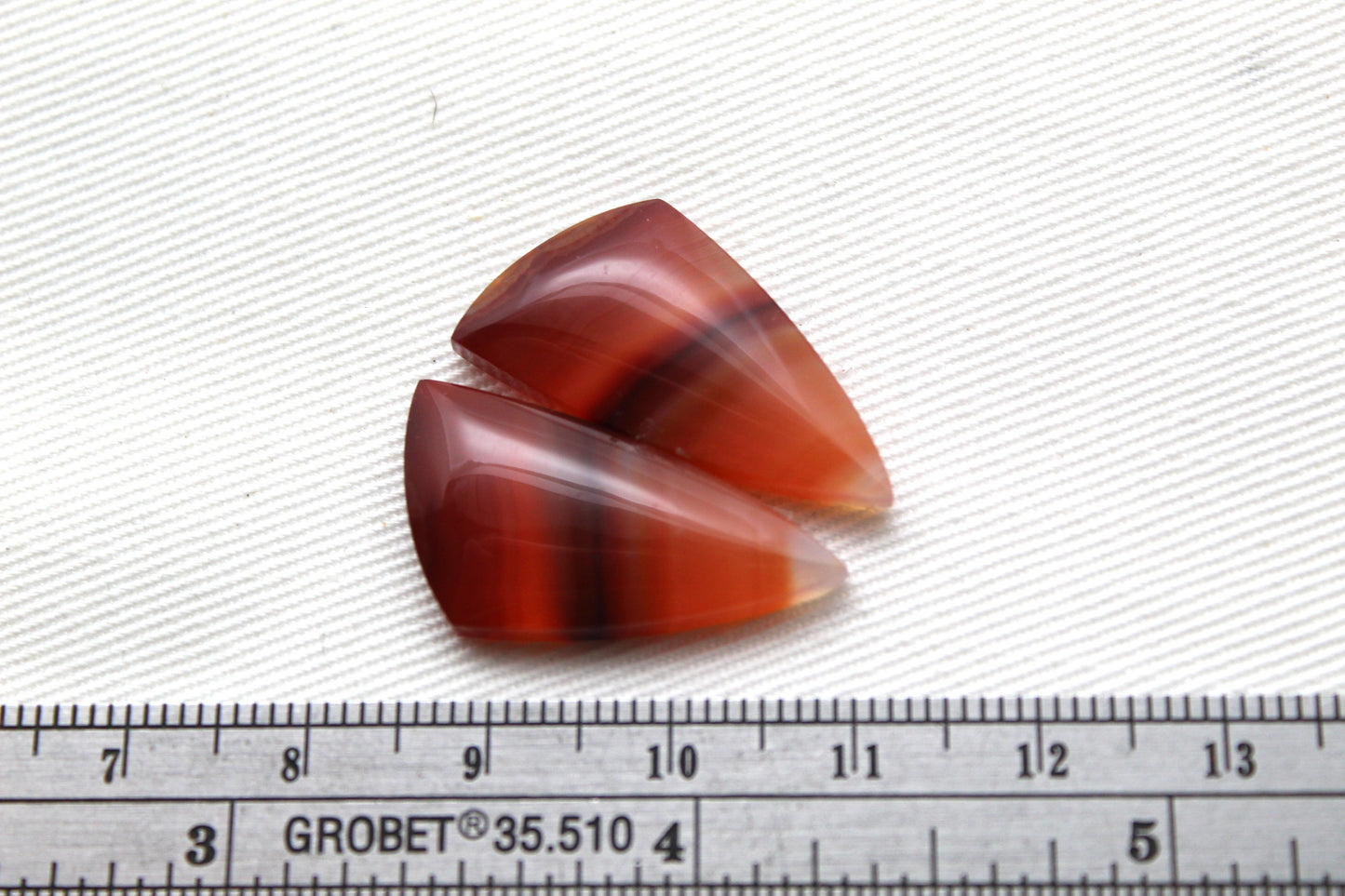 Banded Agates Cabochons pair Gemstone orange