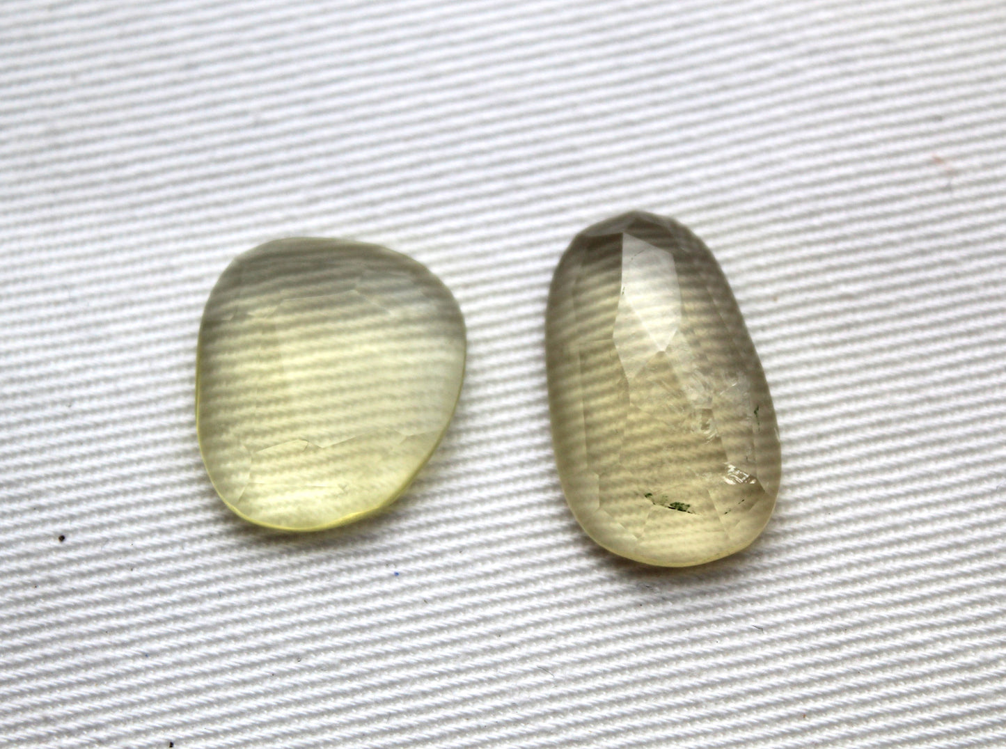 TWO Lemon Quartz Rose Cut Cabochon Gemstone