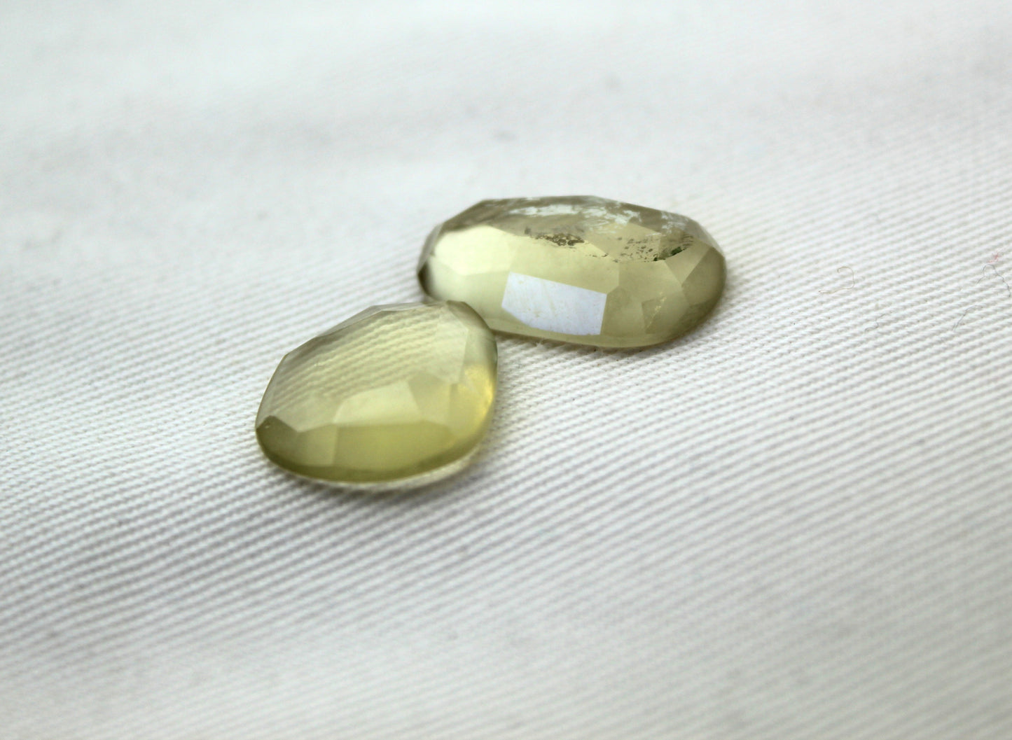 TWO Lemon Quartz Rose Cut Cabochon Gemstone