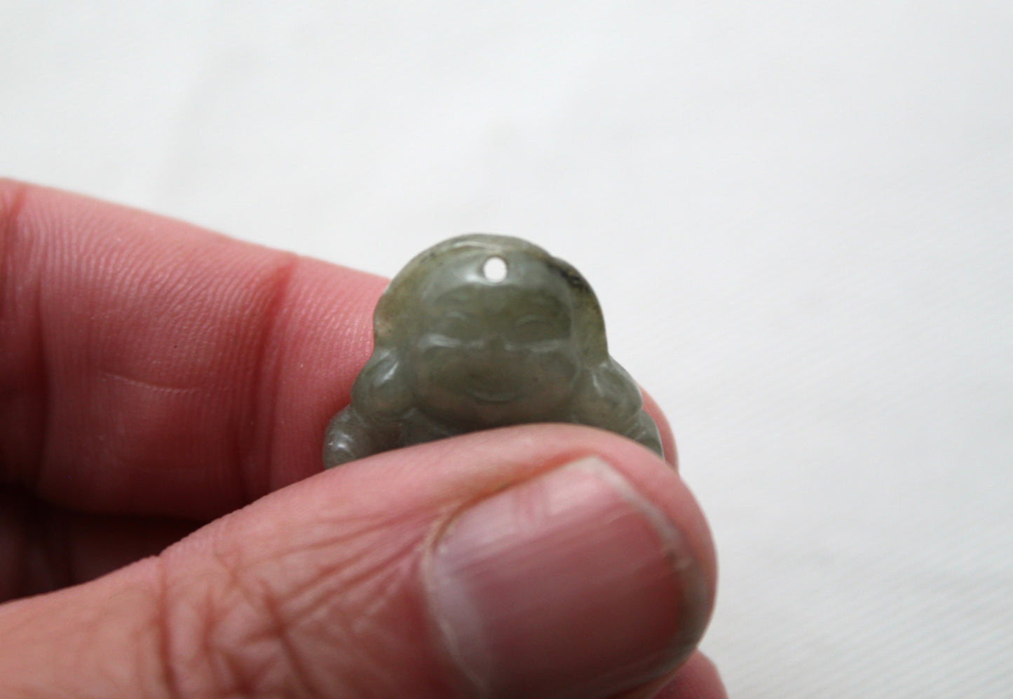 Happy Buddha Jade Green gemstone Cabochon drilled 21MM