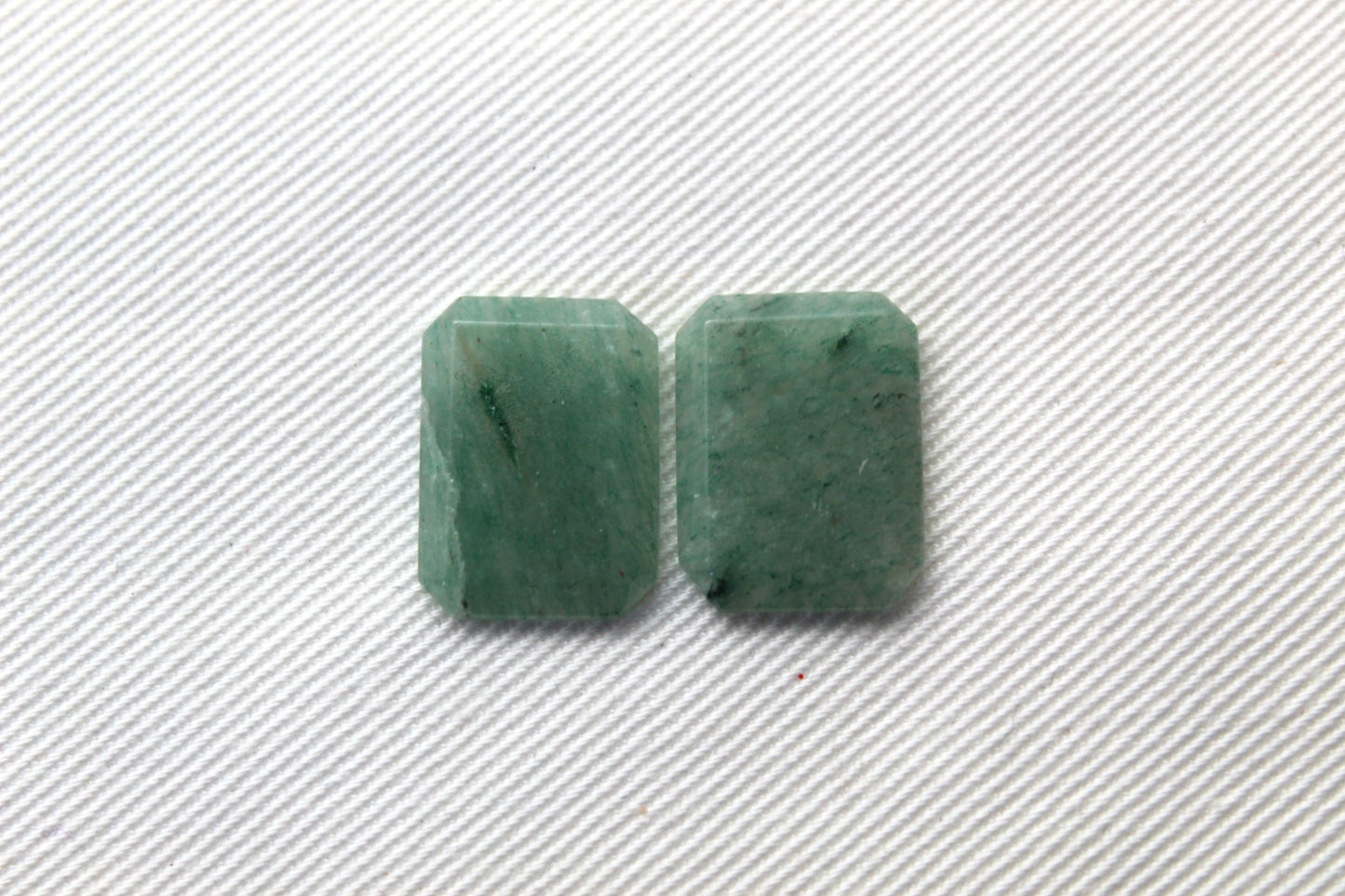 Two green aventurine cabochon Flat emerald shape 13x17MM