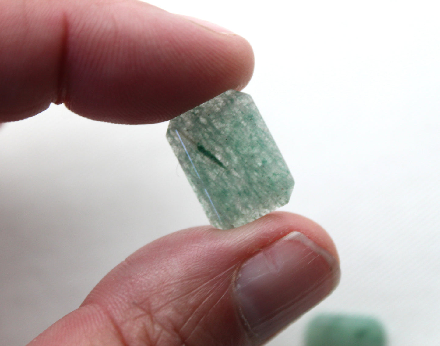 Two green aventurine cabochon Flat emerald shape 13x17MM