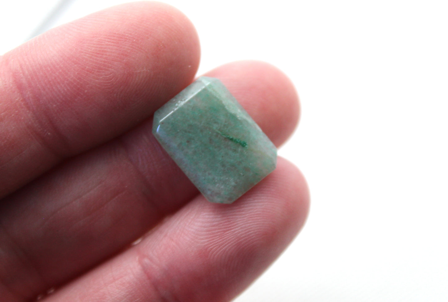 Two green aventurine cabochon Flat emerald shape 13x17MM