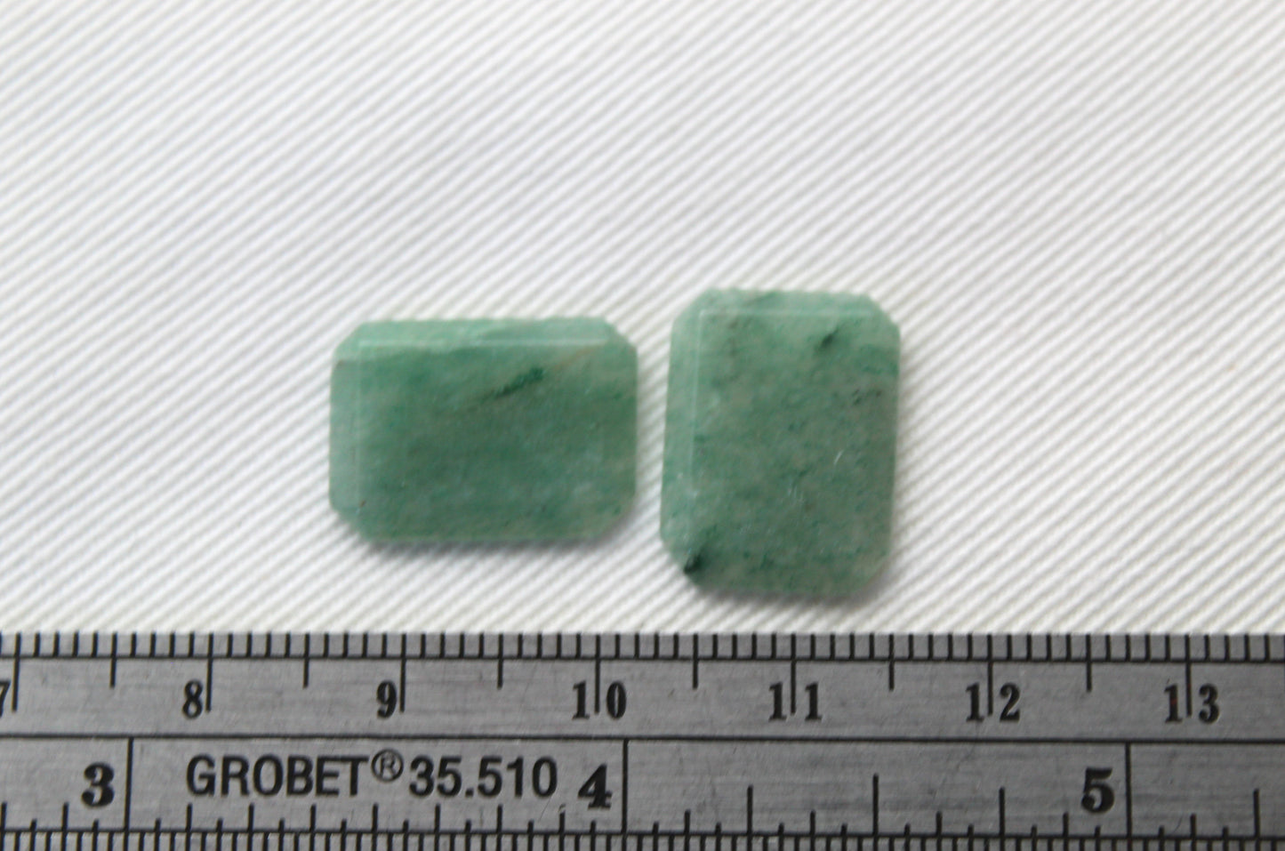 Two green aventurine cabochon Flat emerald shape 13x17MM