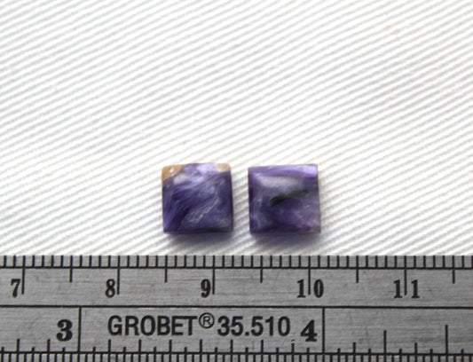 TWO Charoite square Cabochon purple Gemstone 8MM