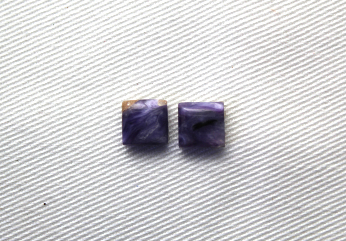 TWO Charoite square Cabochon purple Gemstone 8MM