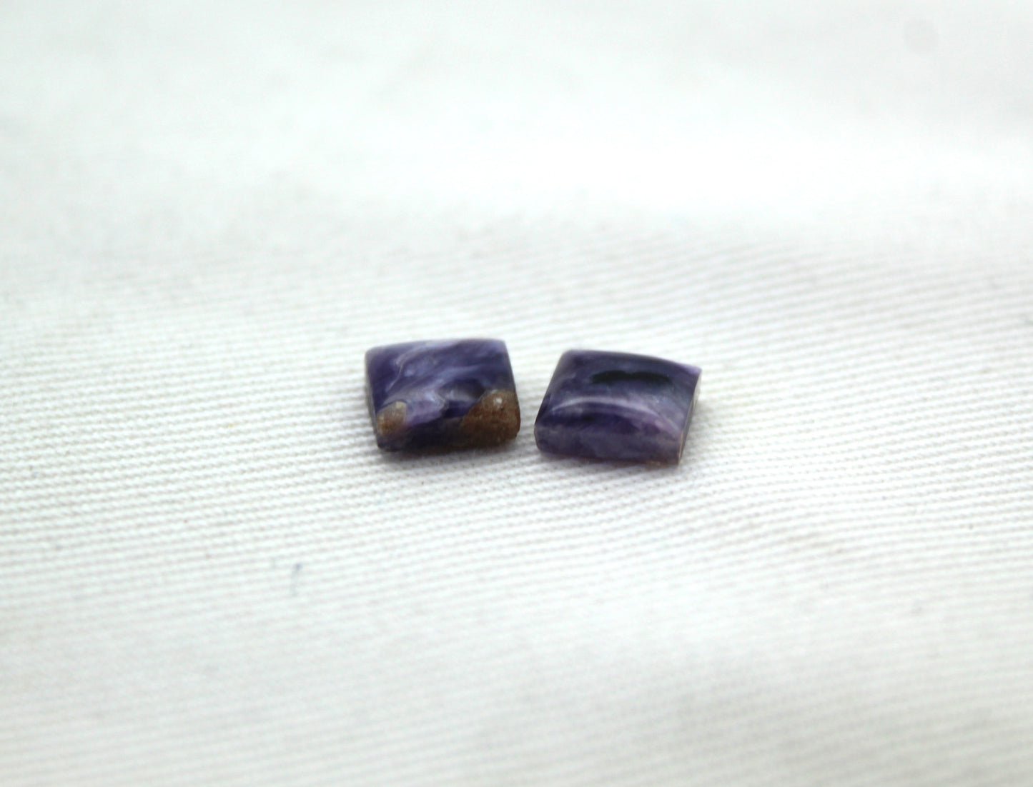 TWO Charoite square Cabochon purple Gemstone 8MM