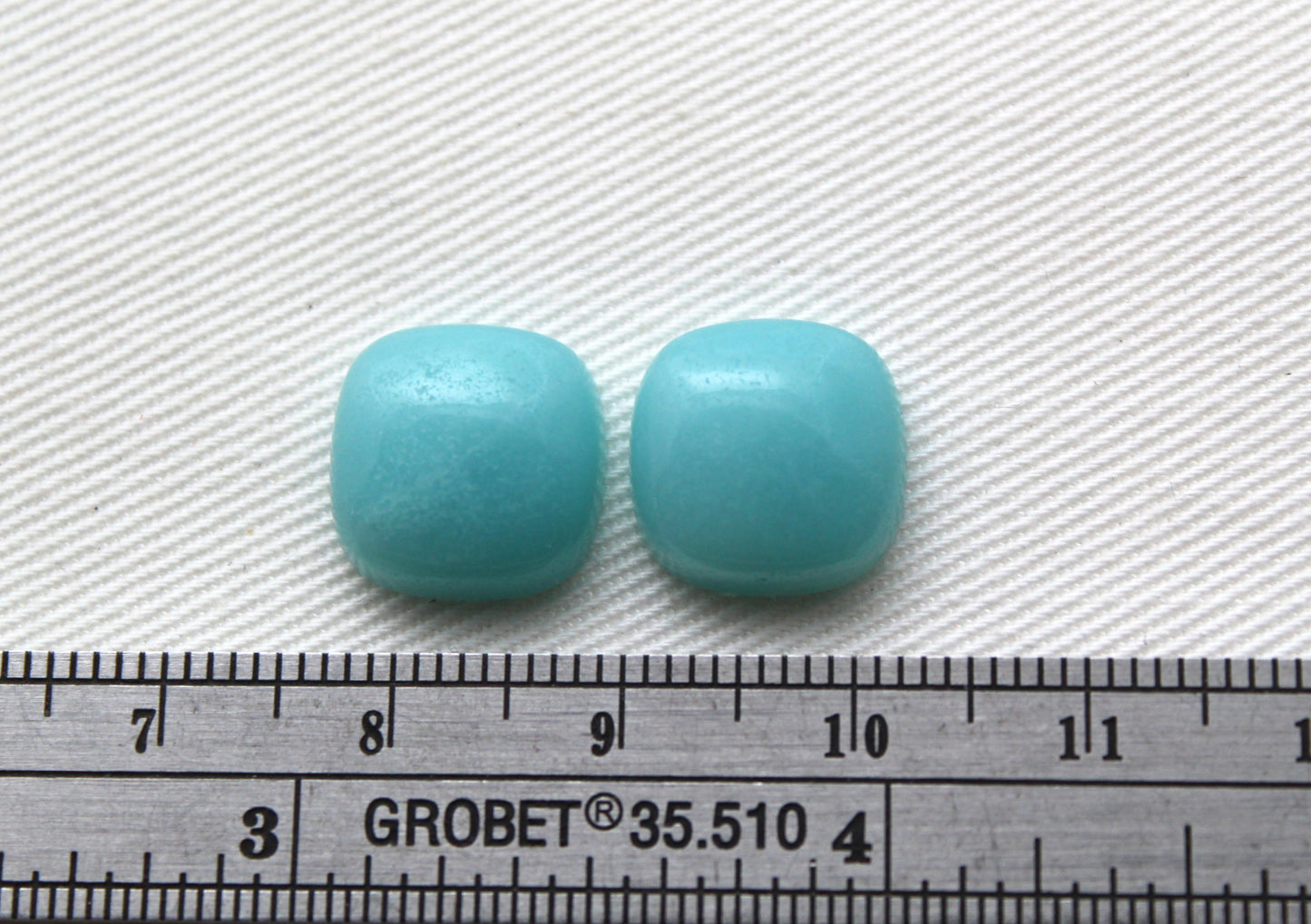 Pair of Amazonite cabochons 12 MM Gemstones cushion square