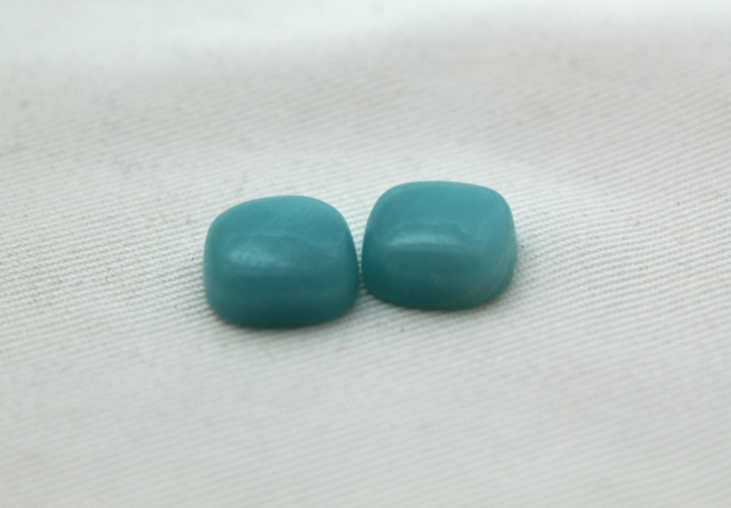 Pair of Amazonite cabochons 12 MM Gemstones cushion square