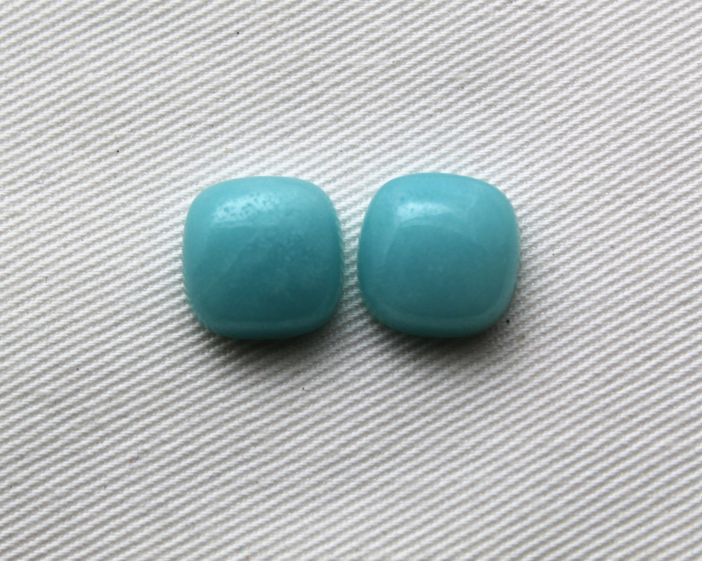 Pair of Amazonite cabochons 12 MM Gemstones cushion square