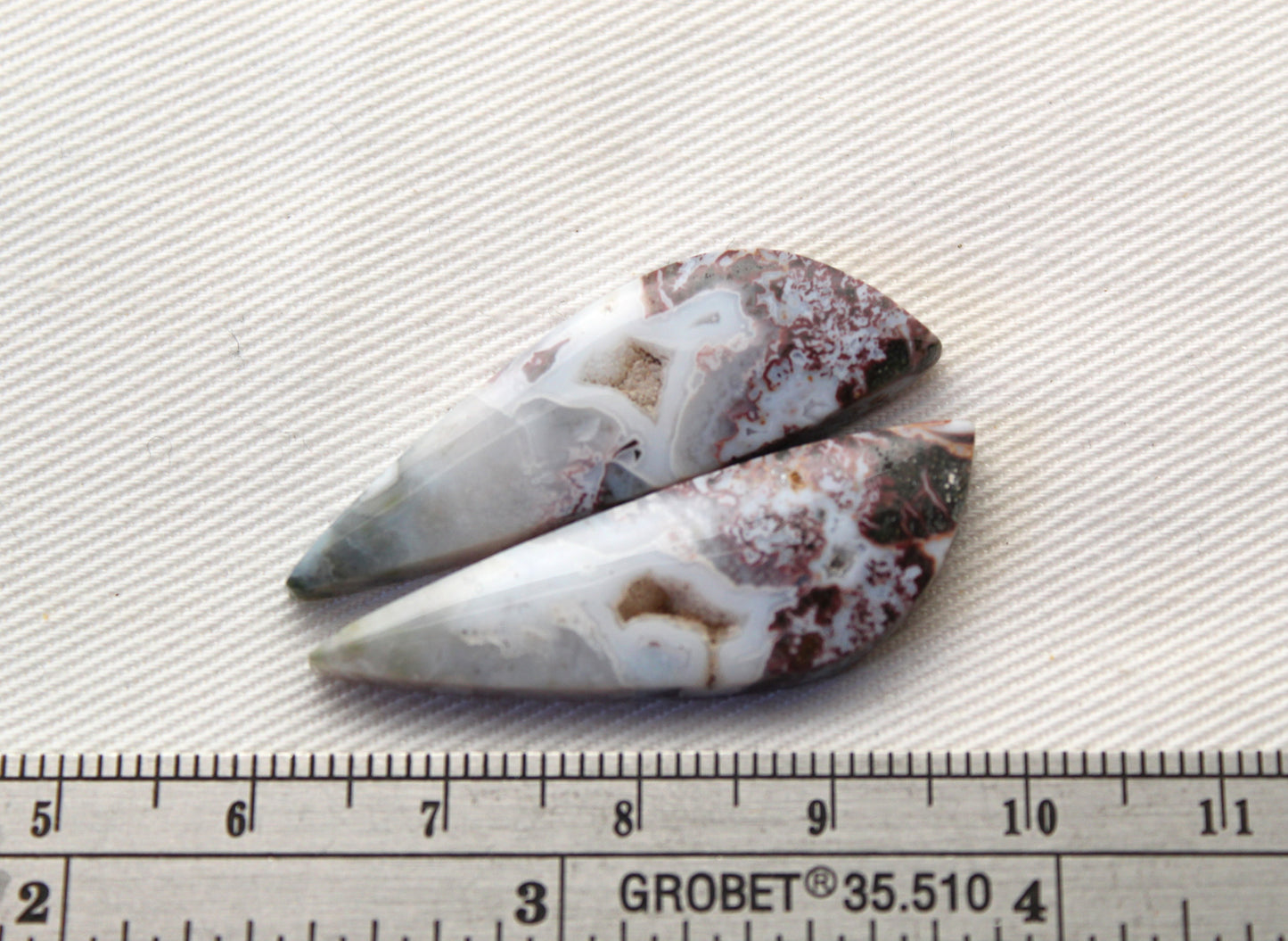Pair of Indonesian Jasper Cabochons freeform Druzy