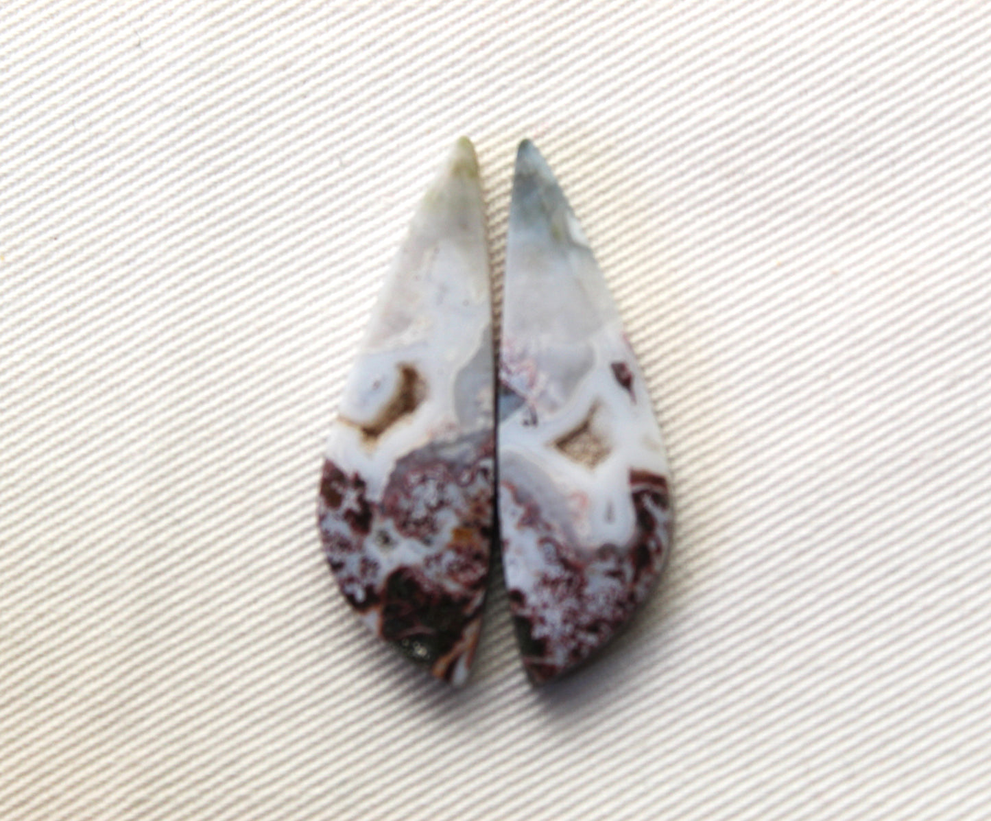 Pair of Indonesian Jasper Cabochons freeform Druzy