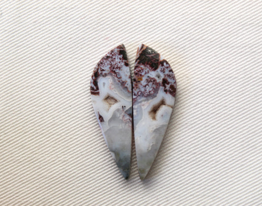 Pair of Indonesian Jasper Cabochons freeform Druzy