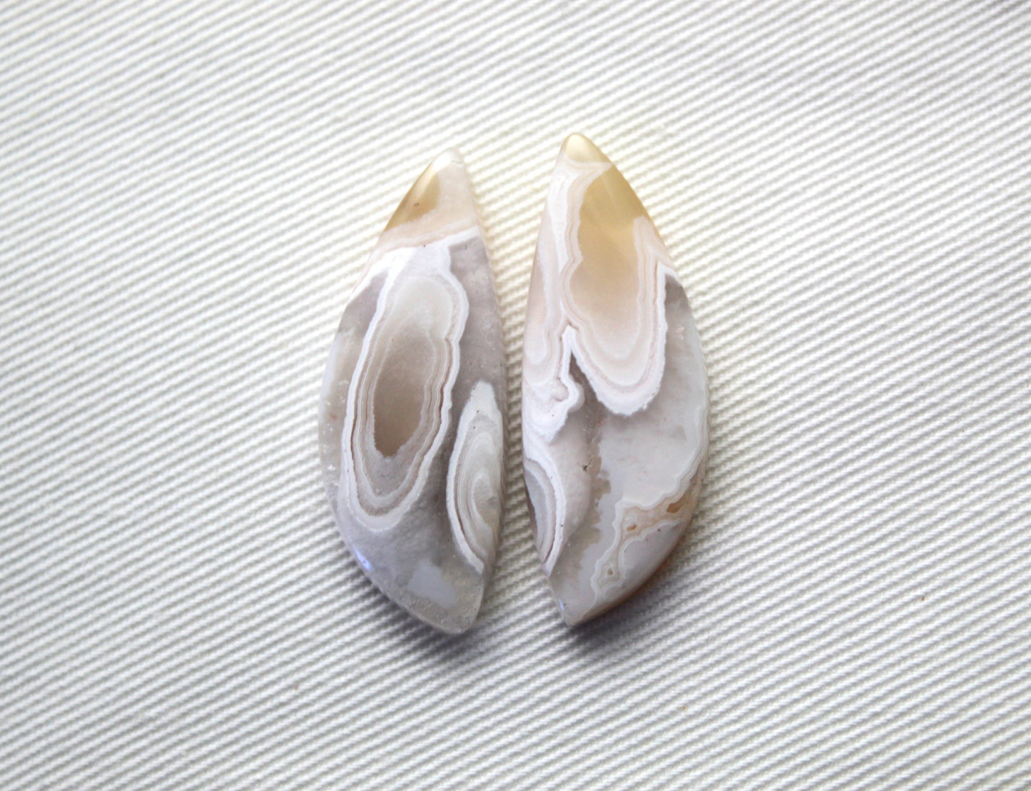 UNIQUE Orbicular Agate Cabochons Pair Gemstone natural