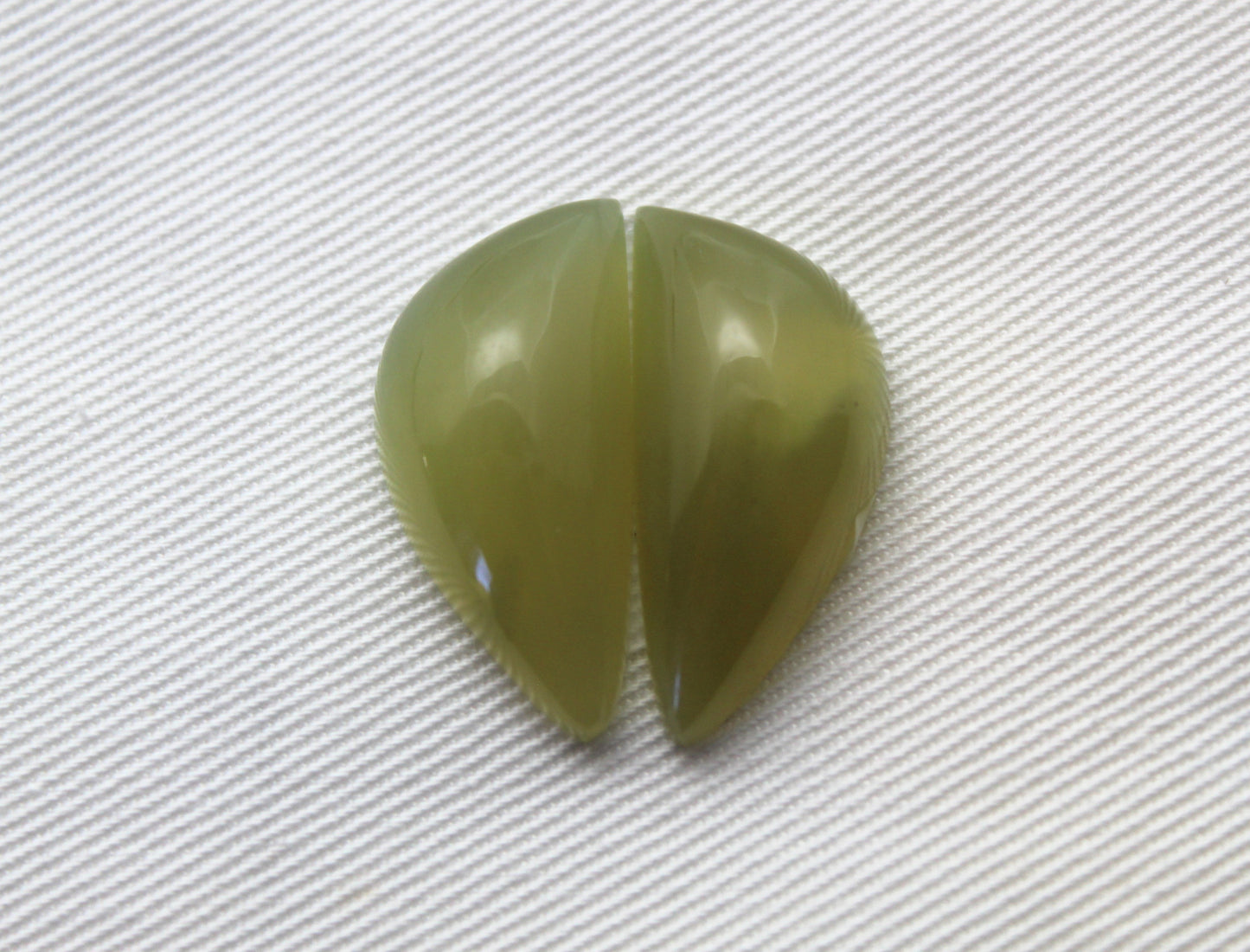 Vesuvianite Cabochon Pair Gemstone green triangle