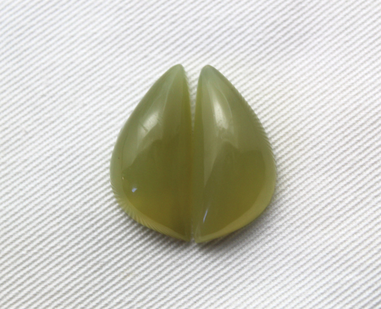 Vesuvianite Cabochon Pair Gemstone green triangle