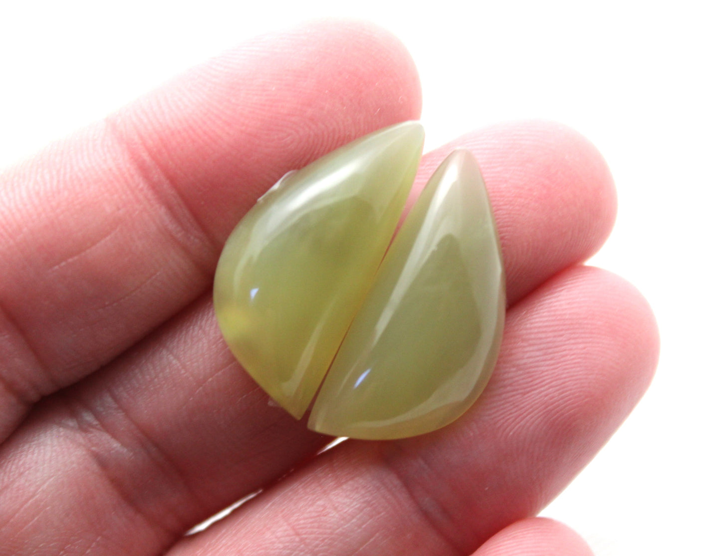 Vesuvianite Cabochon Pair Gemstone green triangle
