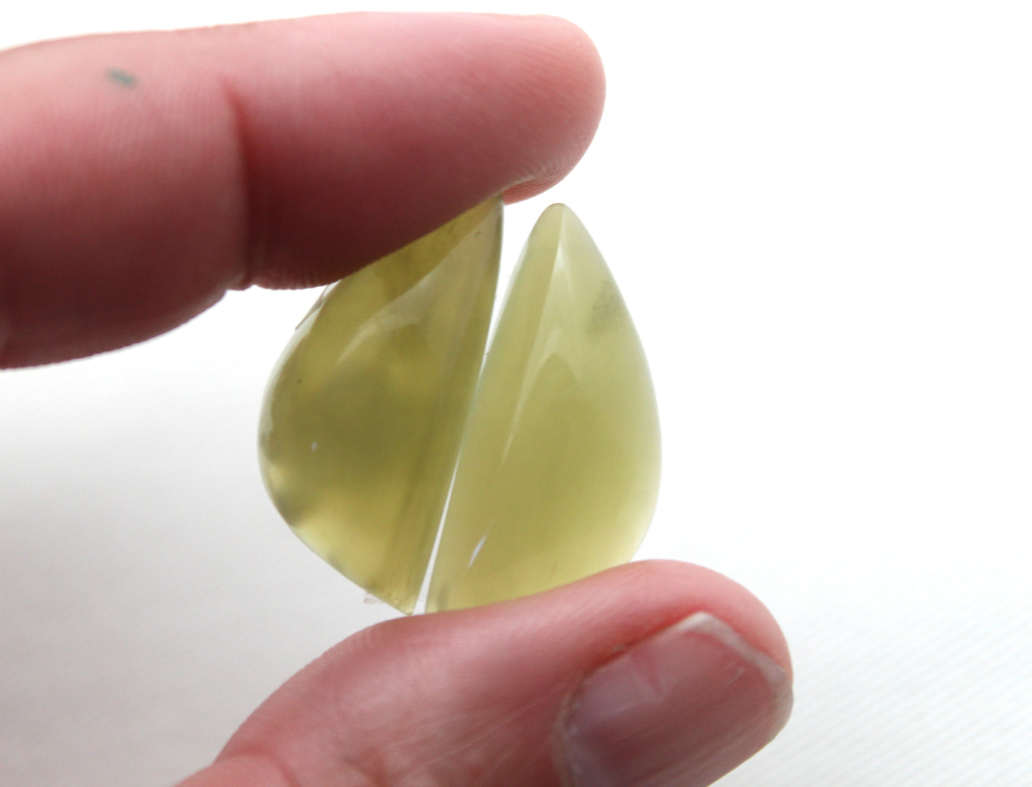 Vesuvianite Cabochon Pair Gemstone green triangle