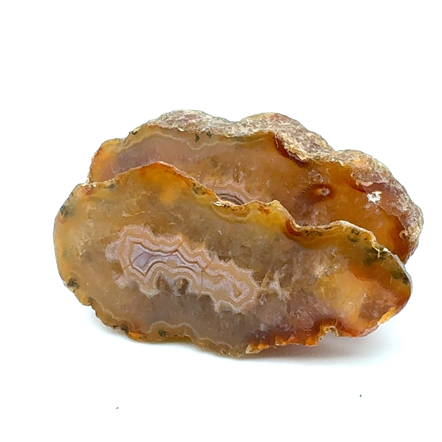 Indonesian banded Agate nodule polished yellow pink
