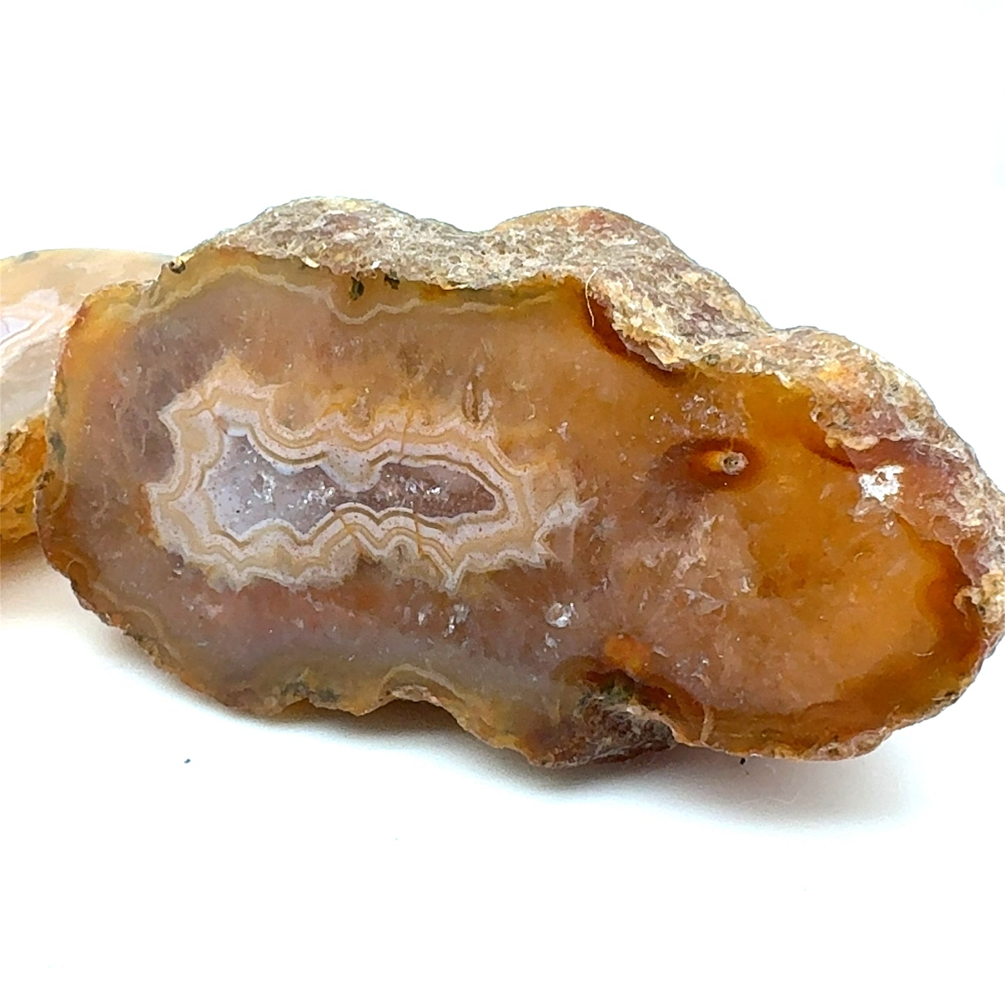 Indonesian banded Agate nodule polished yellow pink