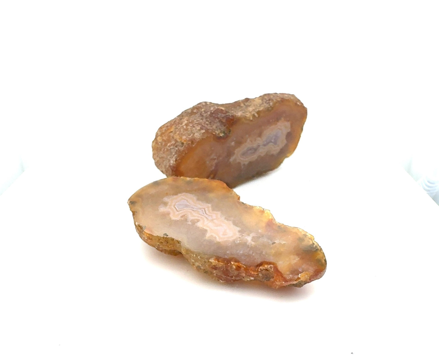 Indonesian banded Agate nodule polished yellow pink