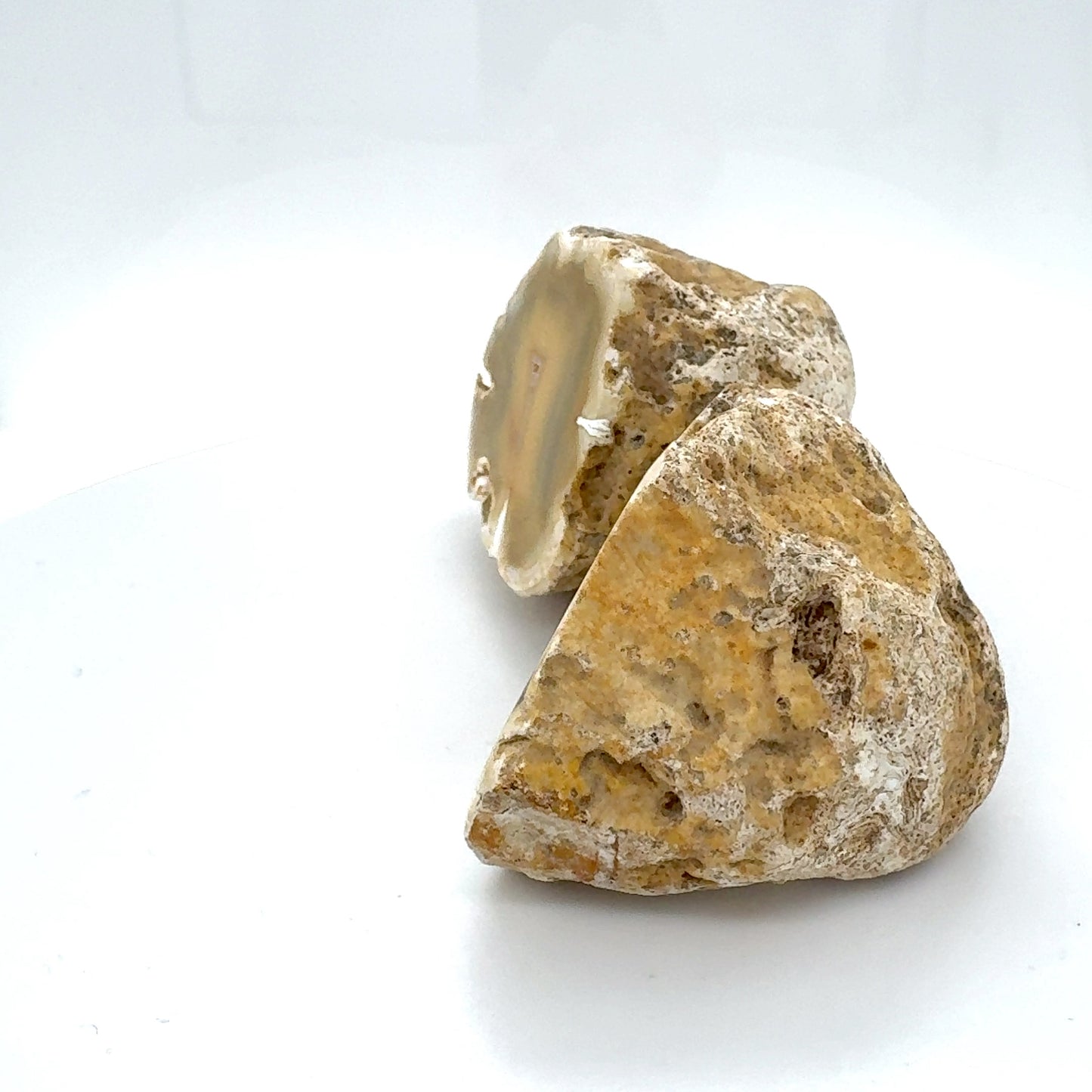 Indonesian banded Agate nodule polished yellow green