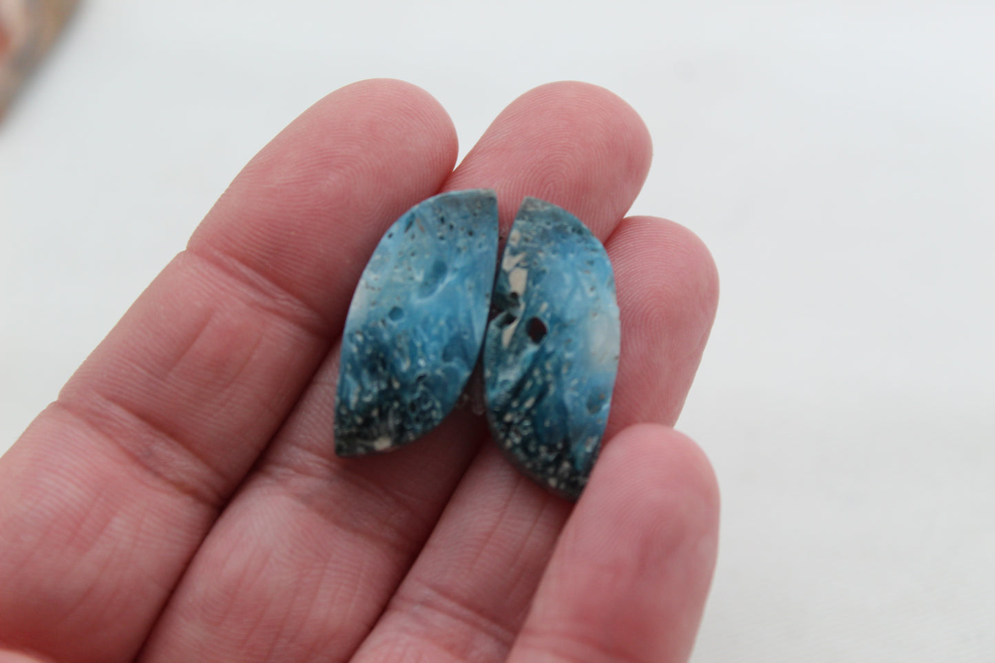 Pair of Blue Ice Agate Gemstones