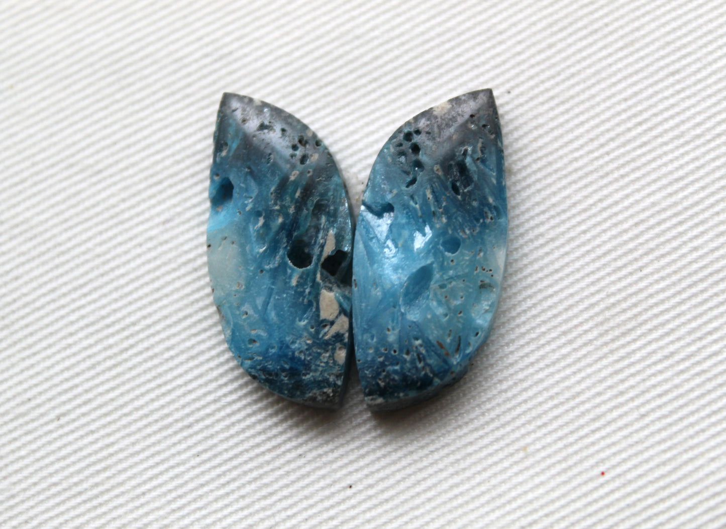 Pair of Blue Ice Agate Gemstones
