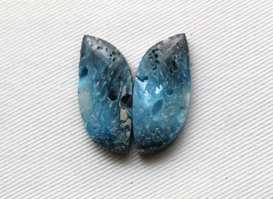 Pair of Blue Ice Agate Gemstones