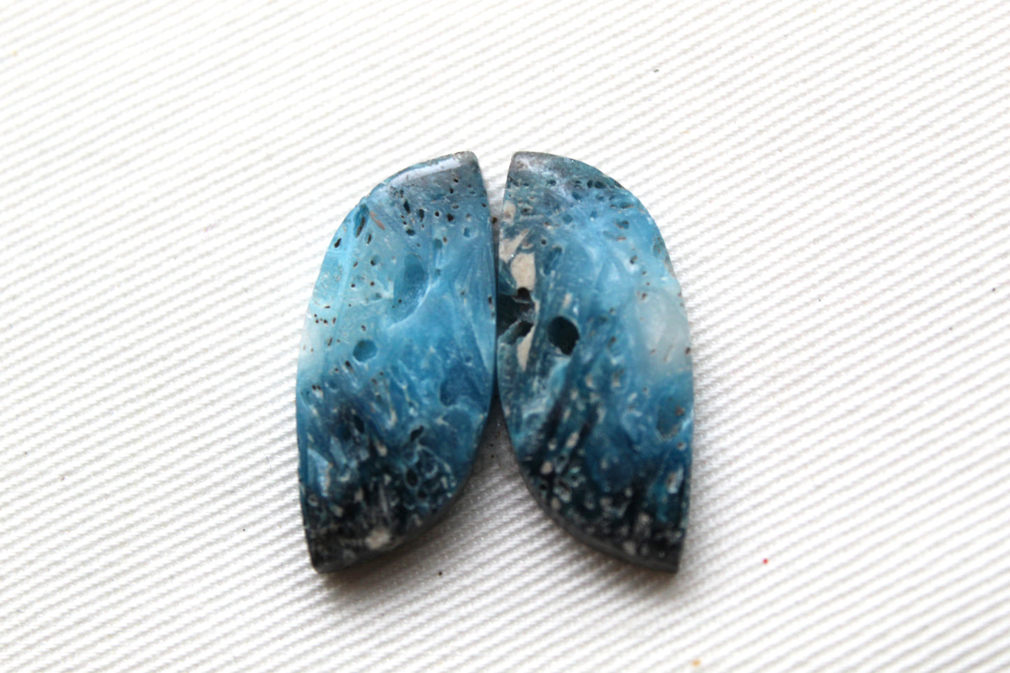 Pair of Blue Ice Agate Gemstones