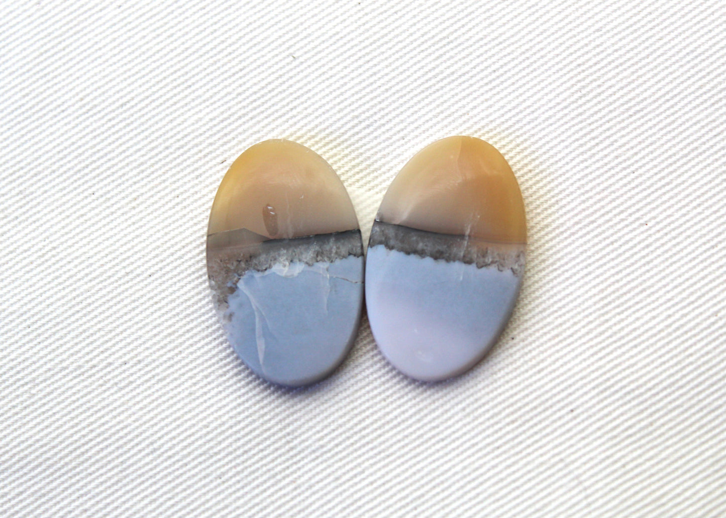Pair Indonesian Timor Agate Cabochons gemstone natural Oval