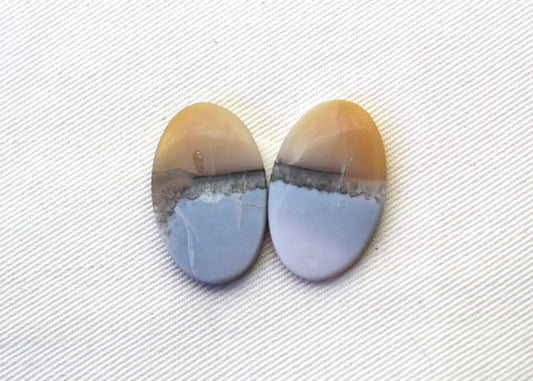 Pair Indonesian Timor Agate Cabochons gemstone natural Oval