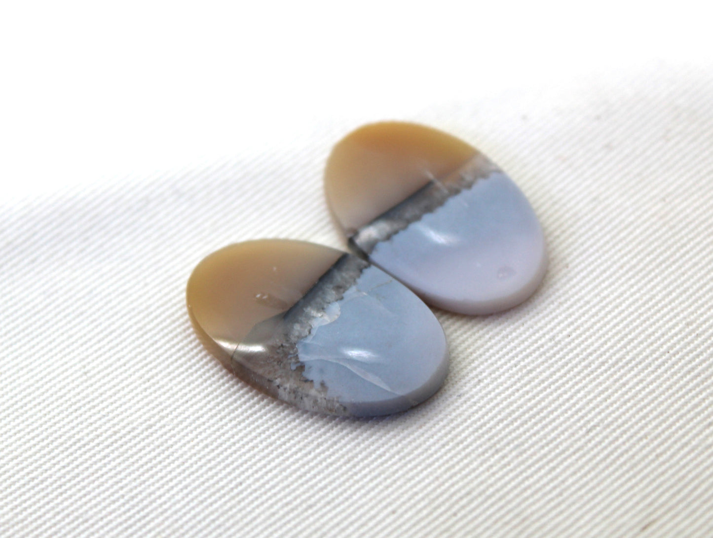 Pair Indonesian Timor Agate Cabochons gemstone natural Oval
