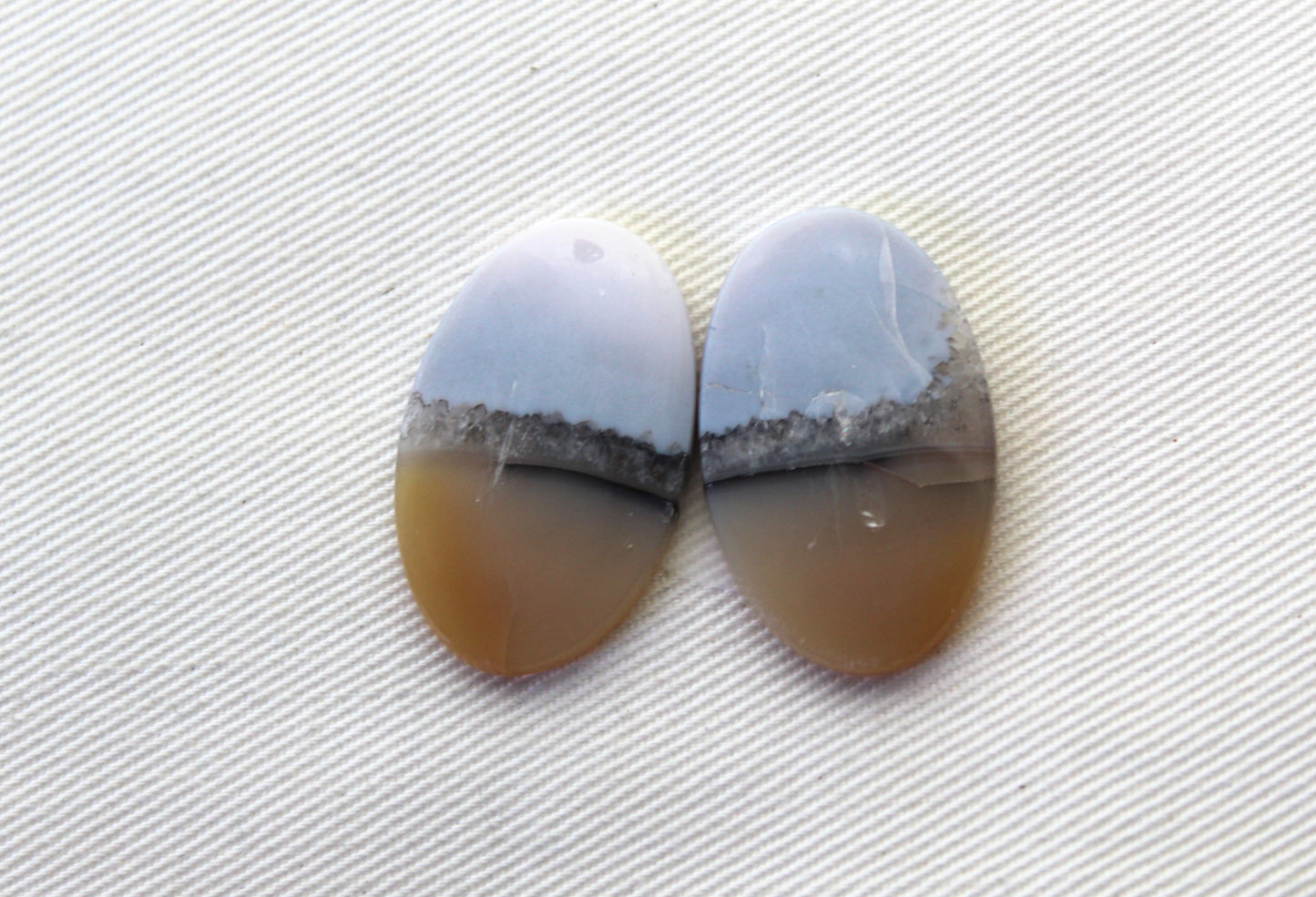 Pair Indonesian Timor Agate Cabochons gemstone natural Oval