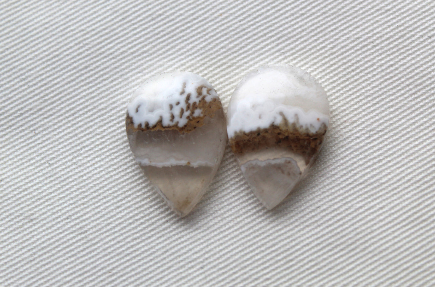 Pandora Agate Pair Cabochon Gemstone  white