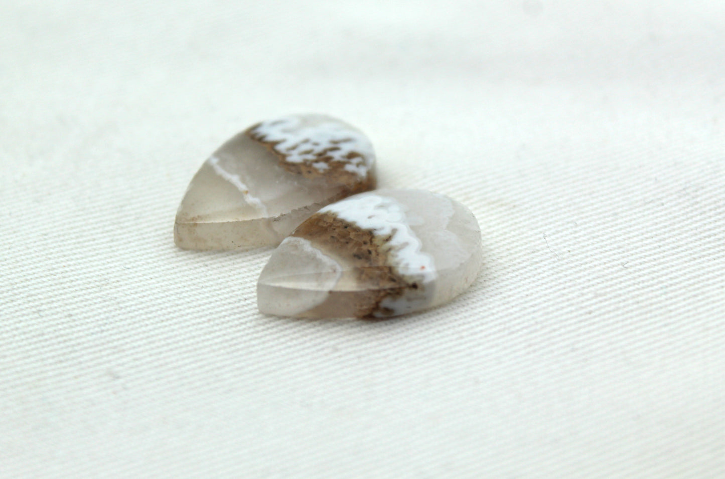 Pandora Agate Pair Cabochon Gemstone  white