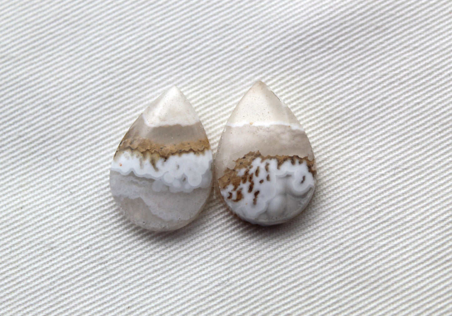 Pandora Agate Pair Cabochon Gemstone  white