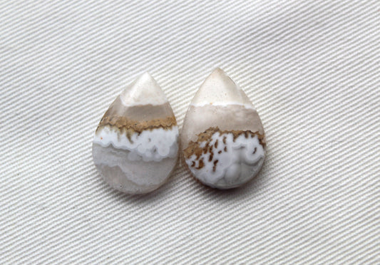 Pandora Agate Pair Cabochon Gemstone  white