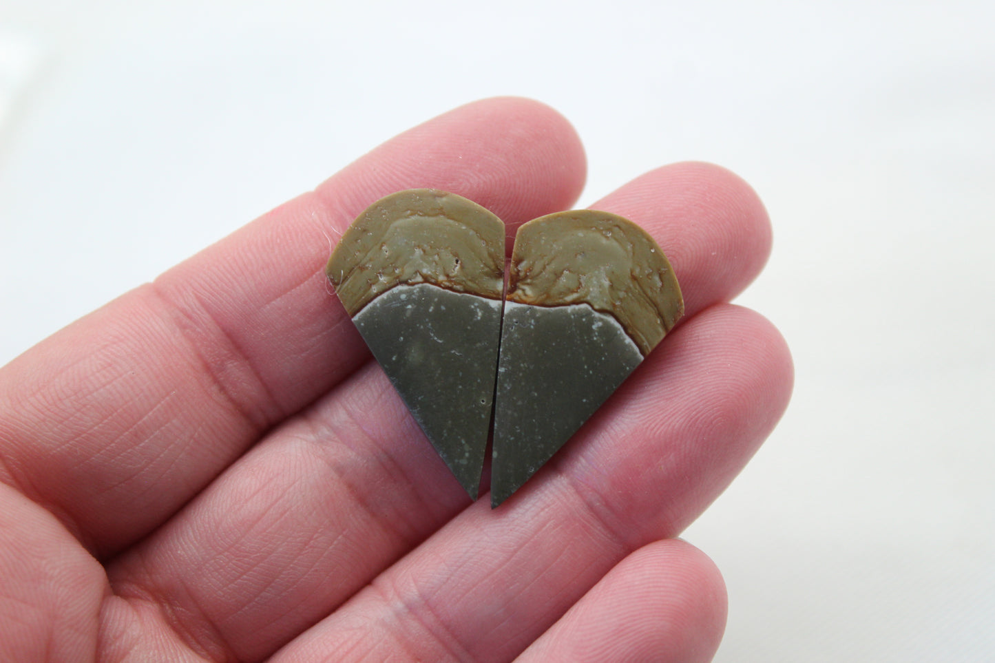 Matching pair of polychrome Jasper Cabochons
