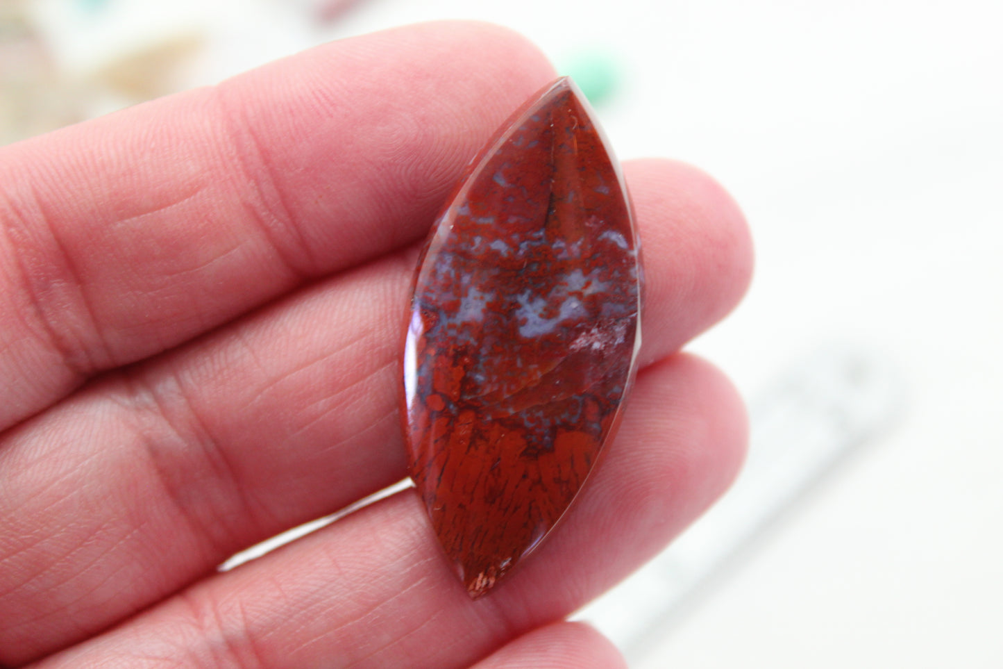 Red Plume Agate Cabochon natural Gemstone Marquise