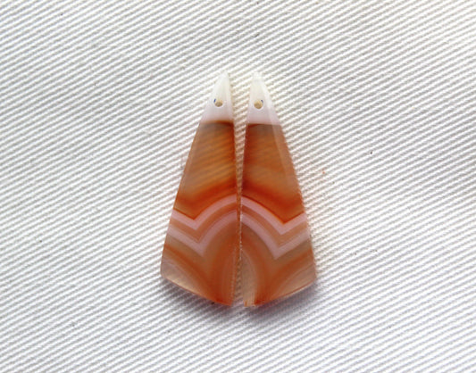 Banded Agate Cabochon Gemstone orange DRILLED