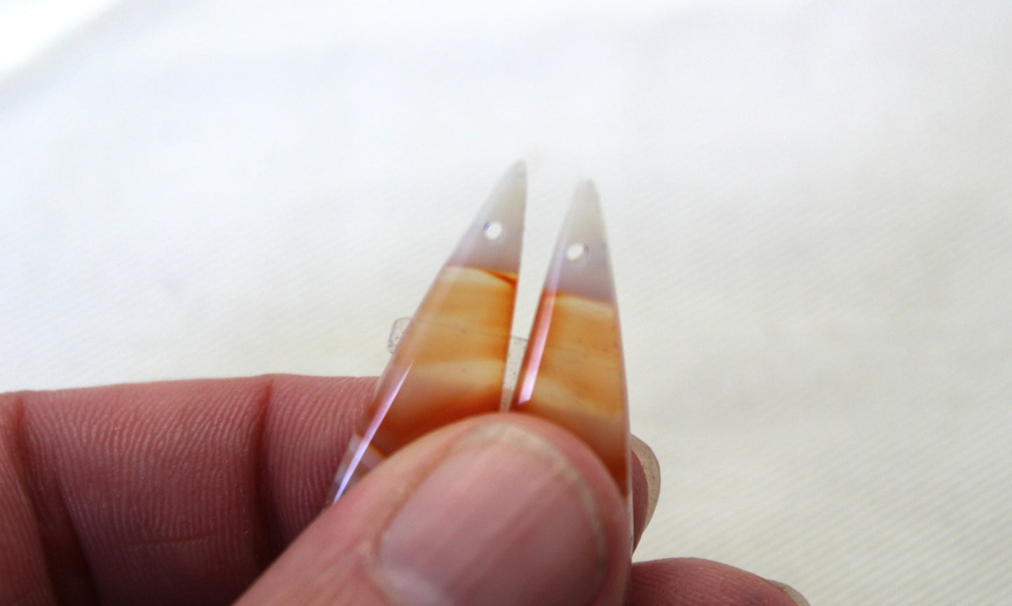 Banded Agate Cabochon Gemstone orange DRILLED