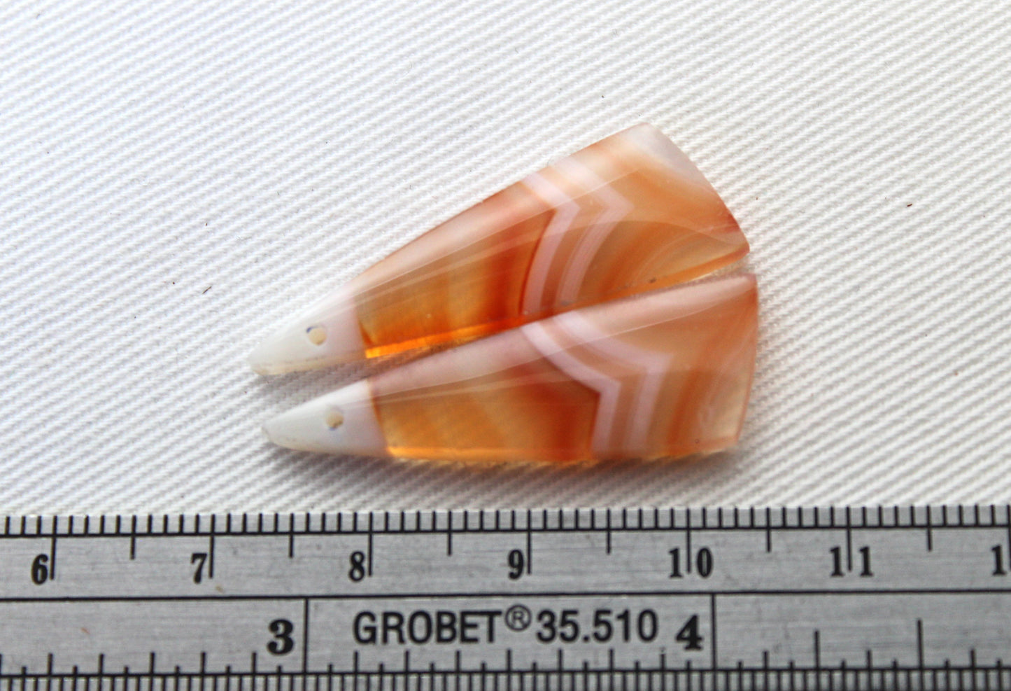 Banded Agate Cabochon Gemstone orange DRILLED