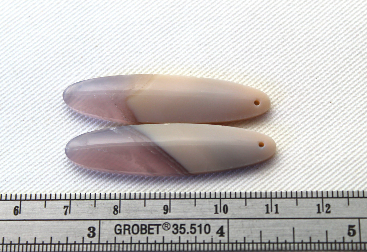 Chalcedony cabochons Pair purple oval DRILLED