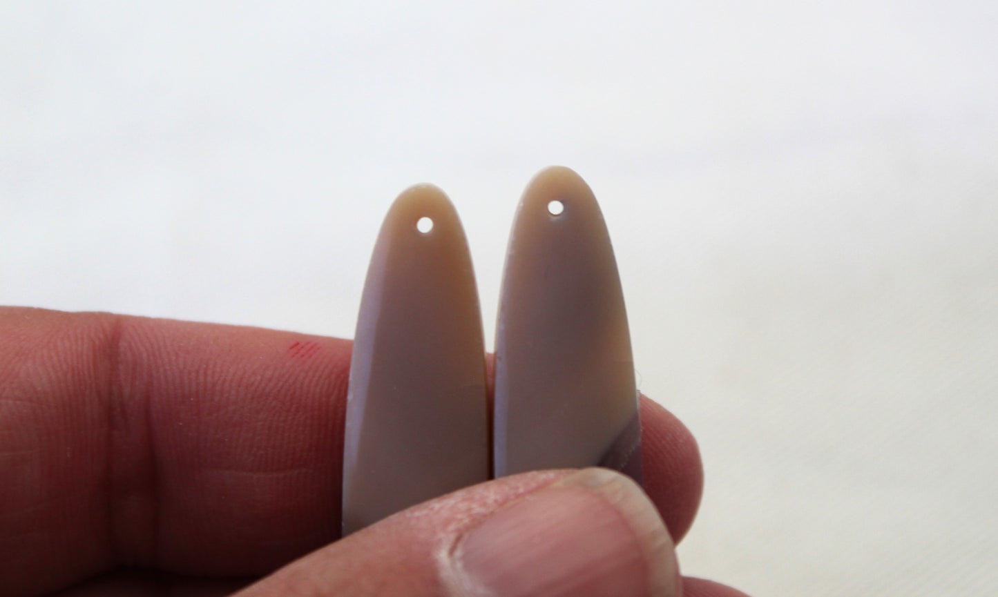 Chalcedony cabochons Pair purple oval DRILLED