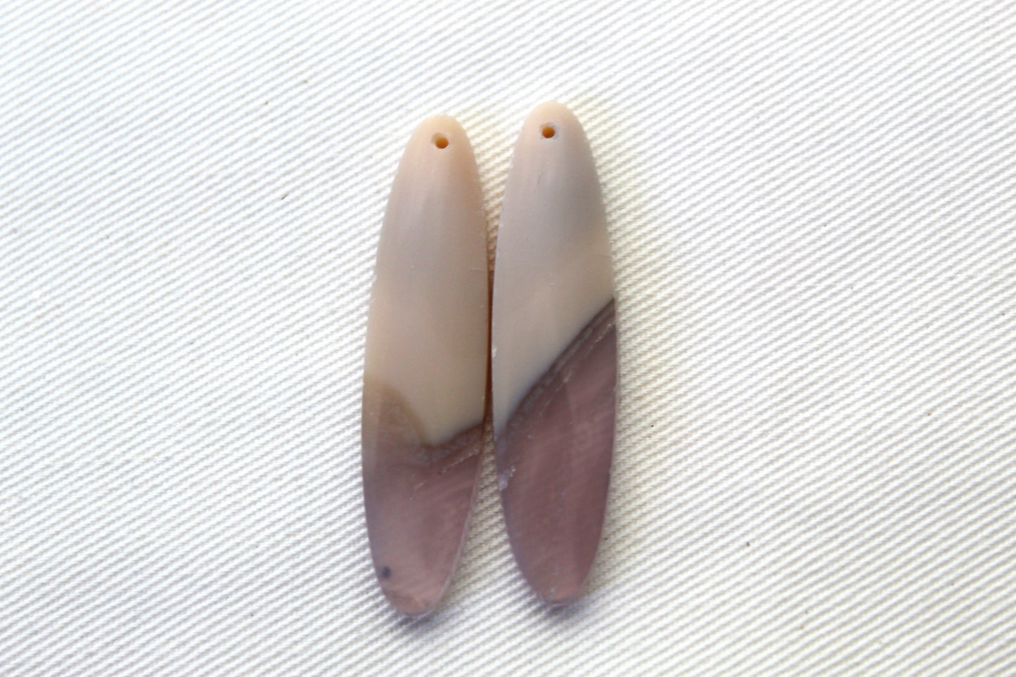 Chalcedony cabochons Pair purple oval DRILLED