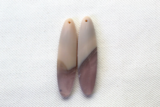 Chalcedony cabochons Pair purple oval DRILLED
