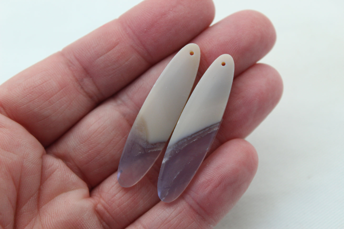 Chalcedony cabochons Pair purple oval DRILLED